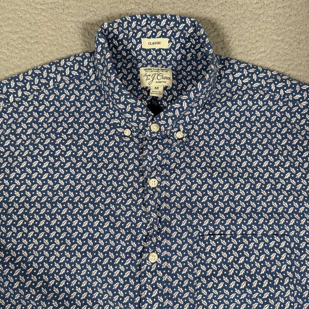 J Crew Shirt Mens Medium Blue Feather Classic Fit Casual Preppy‎ Button Down
